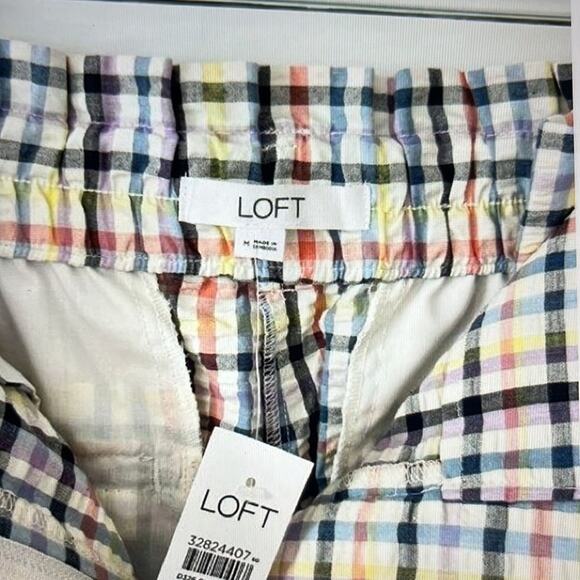 NWT LOFT High Waist Paper Bag Shorts in Plaid Women’s size Medium - Picture 6 of 10